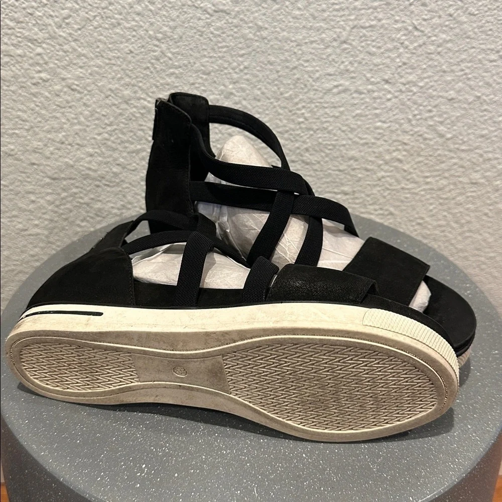 Eileen Fisher - Black Strappy Wedge Sandals